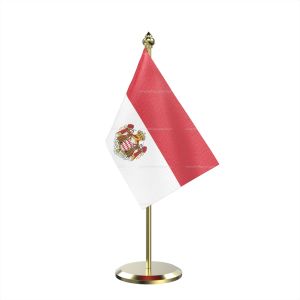 Single Monaco Table Flag With Brass Base And Brass Pole