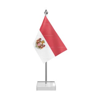 Monaco Table Flag With Stainless Steel Pole And Transparent Acrylic Base Silver Top