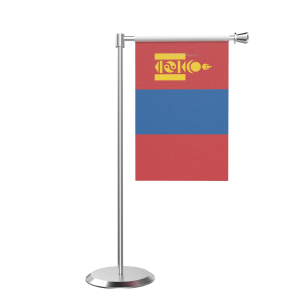 L Shape Table Mongolia Table Flag With Stainless Steel Base And Pole
