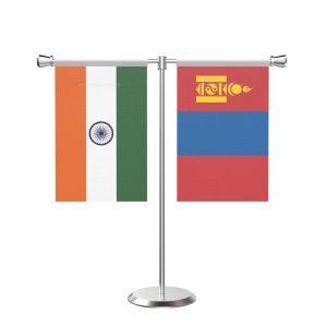 Mongolia T Shaped Table Flag with Stainless Steel Base and Pole