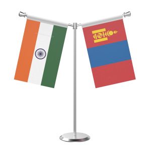 Y Shaped Mongolia Table Flag With Stainless Steel Base And Pole