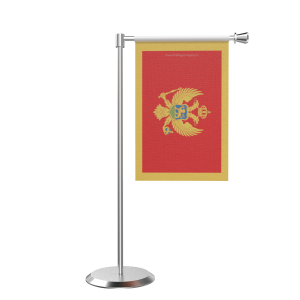 L Shape Table Montenegro Table Flag With Stainless Steel Base And Pole