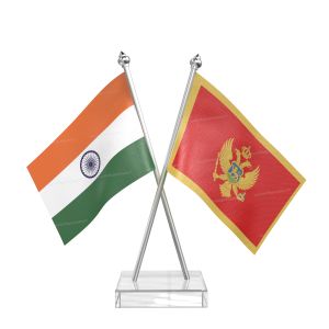 Montenegro Table Flag With Stainless Steel pole and transparent acrylic base silver top