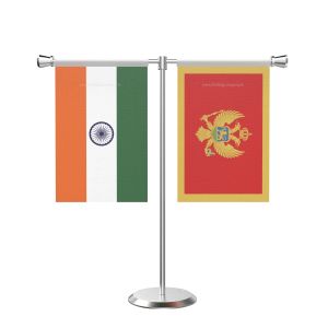 Montenegro T Shaped Table Flag with Stainless Steel Base and Pole