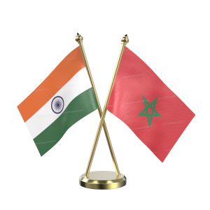 Morocco Table Flag With Brass Base And Brass Pole