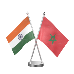 Morocco Table Flag With Stainless Steel Base and Pole