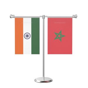 Morocco T Shaped Table Flag with Stainless Steel Base and Pole