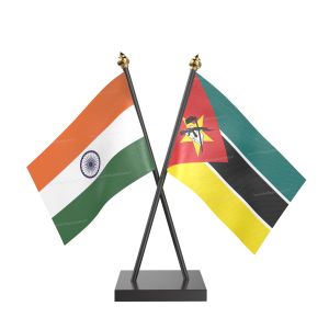 Mozambique Table Flag With Black Acrylic Base And Gold Top