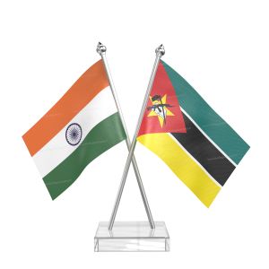 Mozambique Table Flag With Stainless Steel pole and transparent acrylic base silver top