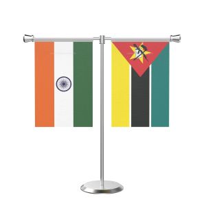 Mozambique T Shaped Table Flag with Stainless Steel Base and Pole
