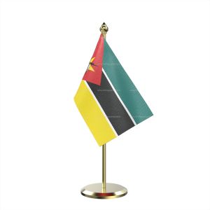 Single Mozambique Table Flag With Brass Base And Brass Pole