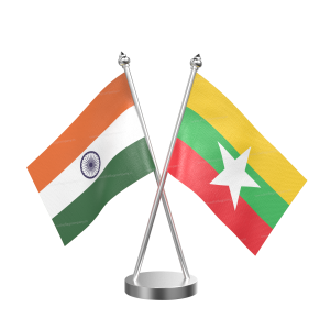 Myanmar, burma Table Flag With Stainless Steel Base and Pole