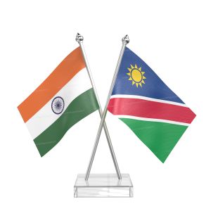Nambia Table Flag With Stainless Steel pole and transparent acrylic base silver top