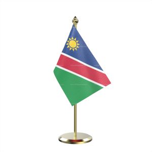 Single Nambia Table Flag With Brass Base And Brass Pole