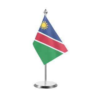 Single Nambia Table Flag with Stainless Steel Base and Pole with 15" pole