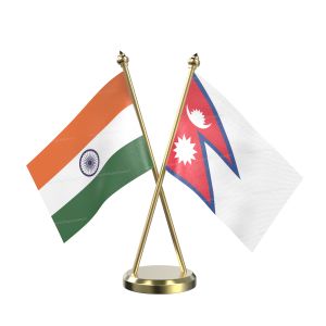 Nepal Table Flag With Brass Base And Brass Pole