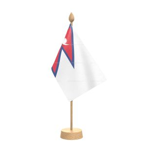 Nepal Table Flag With Wooden Base and 15" Wooden Pole