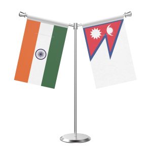 Y Shaped Nepal Table Flag With Stainless Steel Base And Pole