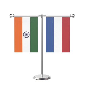 Netherlands T Shaped Table Flag with Stainless Steel Base and Pole