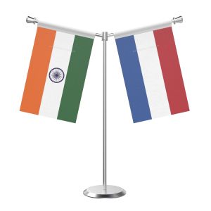 Y Shaped Netherlands Table Flag With Stainless Steel Base And Pole