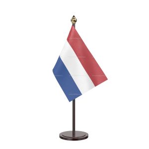 Netherlands Table Flag With Black Acrylic Base And Gold Top