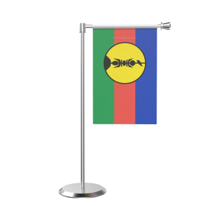 L Shape Table New Caledonia Table Flag With Stainless Steel Base And Pole
