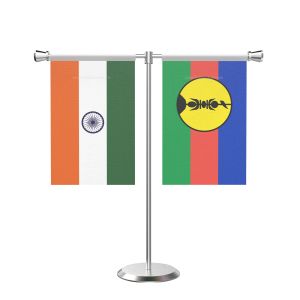 New Caledonia T Shaped Table Flag with Stainless Steel Base and Pole