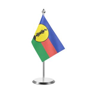 Single New Caledonia Table Flag with Stainless Steel Base and Pole with 15" pole