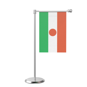 L Shape Table Niger Table Flag With Stainless Steel Base And Pole