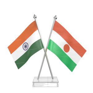 Niger Table Flag With Stainless Steel pole and transparent acrylic base silver top