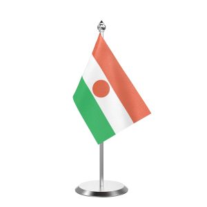 Single Niger Table Flag with Stainless Steel Base and Pole with 15" pole