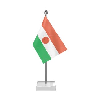 Niger Table Flag With Stainless Steel Pole And Transparent Acrylic Base Silver Top