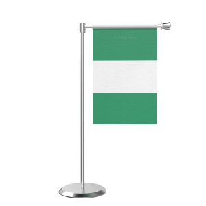 L Shape Table Nigeria Table Flag With Stainless Steel Base And Pole