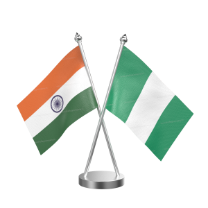 Nigeria Table Flag With Stainless Steel Base and Pole