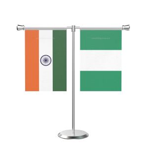 Nigeria T Shaped Table Flag with Stainless Steel Base and Pole