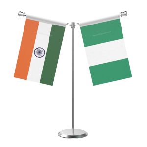 Y Shaped Nigeria Table Flag With Stainless Steel Base And Pole