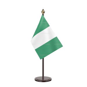 Nigeria Table Flag With Black Acrylic Base And Gold Top