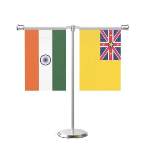 Niue T Shaped Table Flag with Stainless Steel Base and Pole