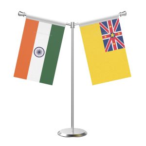Y Shaped Niue Table Flag With Stainless Steel Base And Pole