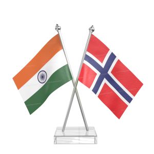 Norway Table Flag With Stainless Steel pole and transparent acrylic base silver top