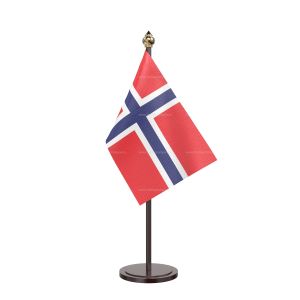Norway Table Flag With Black Acrylic Base And Gold Top