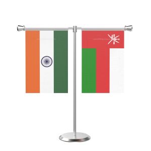 Oman T Shaped Table Flag with Stainless Steel Base and Pole