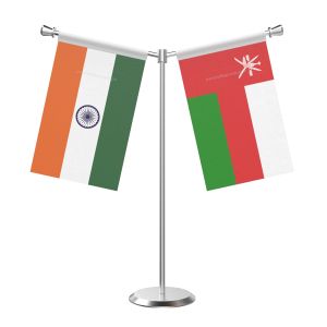 Y Shaped Oman Table Flag With Stainless Steel Base And Pole