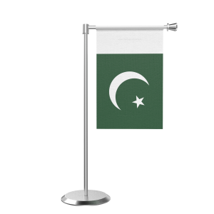 L Shape Table Pakistan Table Flag With Stainless Steel Base And Pole