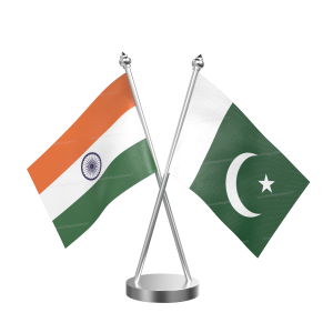 Pakistan Table Flag With Stainless Steel Base and Pole
