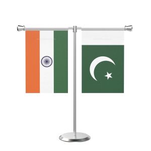 Pakistan T Shaped Table Flag with Stainless Steel Base and Pole