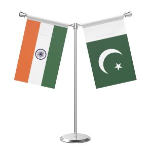 Y Shaped Pakistan Table Flag With Stainless Steel Base And Pole