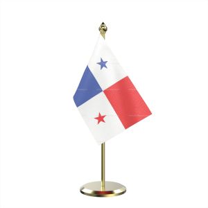 Single Panama Table Flag With Brass Base And Brass Pole