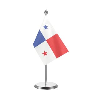 Single Panama Table Flag with Stainless Steel Base and Pole with 15" pole