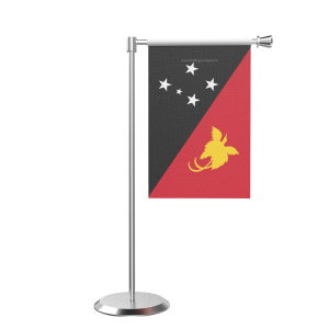 L Shape Table Papua New Guinea Table Flag With Stainless Steel Base And Pole